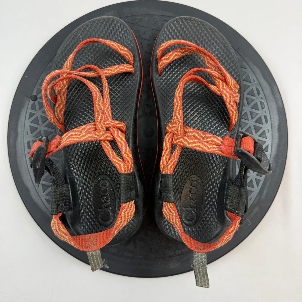 Chaco Kids Z1 Ecotread Sport Sandals Orange Black Chevron Size 3 Big Kids